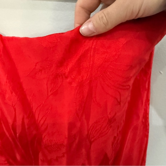 For Love And Lemons Dress Ilana Midi Asymmetric Slip in Jacquard Red - Picture 9 of 13